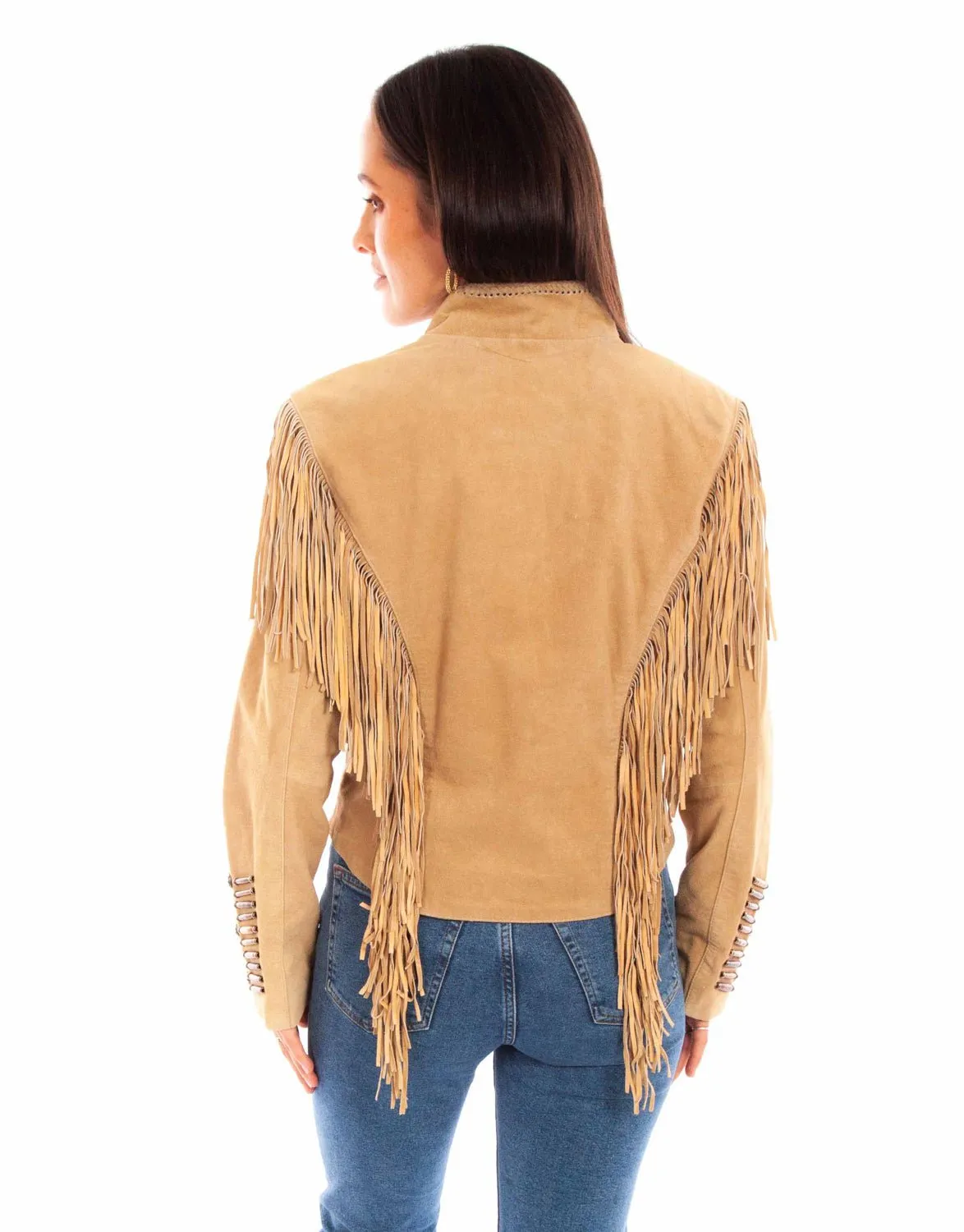 Scully Womens Whip Stitch Fringe Old Rust Leather Leather Jacket Refined Detail Timeless Cut