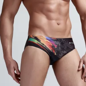 Premium Men's Polyester Swimming Trunks with Printing - Triathlon Swimwear for Water Activities (Sizes M to 3XL)