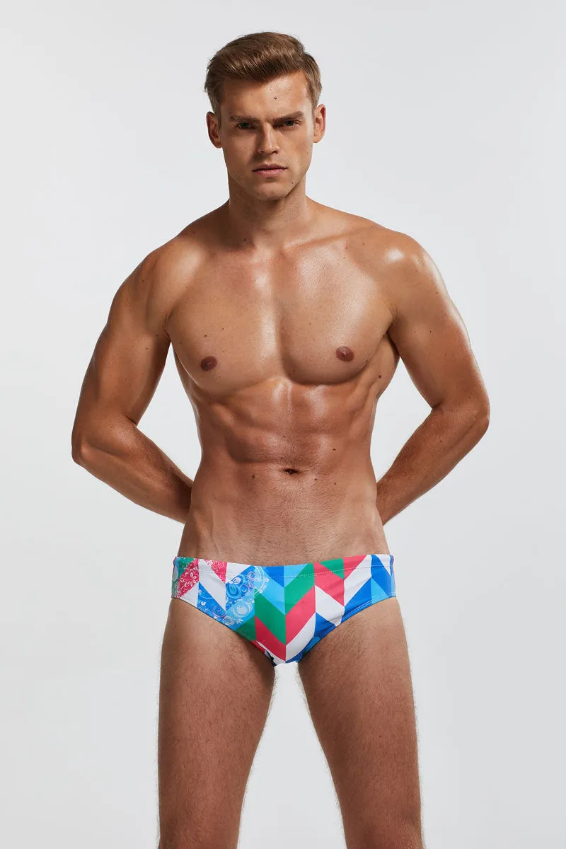Premium Men's Polyester Swimming Trunks with Printing - Triathlon Swimwear for Water Activities (Sizes M to 3XL)