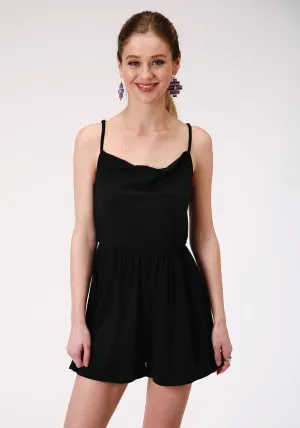 Premium Piece Roper Womens Black Poly/Rayon Strappy Romper S/L Jumper Roper Womens Black Poly/Rayon Strappy Romper S/L Jumper Low Maintenance Reinforced Stitching