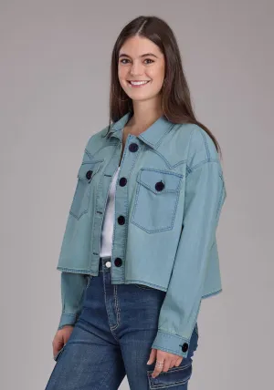 Premium Profile Roper Womens Elbow Patches Denim Light Blue 100% Cotton Jacket Roper Womens Elbow Patches Denim Light Blue 100% Cotton Jacket Effortless Comfort Year Round