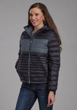 Premium Quality Roper Womens Down Filled Hooded Black 100% Nylon Insulated Jacket Garment Dyed Technique Roper Womens Down Filled Hooded Black 100% Nylon Insulated Jacket