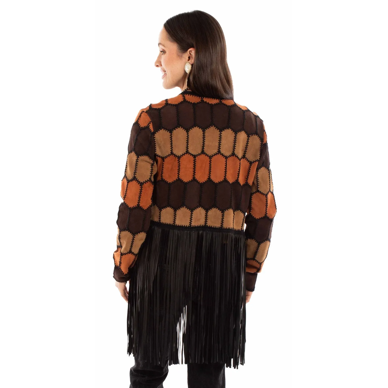 Layer Ready Durable Hardware Scully Womens Artful Leather Patch Multi-color Leather Leather Jacket