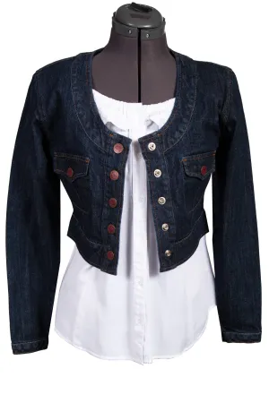 Premium Silhouette Scully Womens Indigo Cotton Blend Scoop Jacket Scully Womens Indigo Cotton Blend Scoop Jacket Shopping Day Slim
