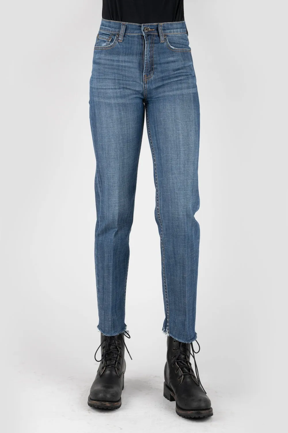 Stetson Womens Blue Cotton Blend 915 High Rise Jeans Travel Ease