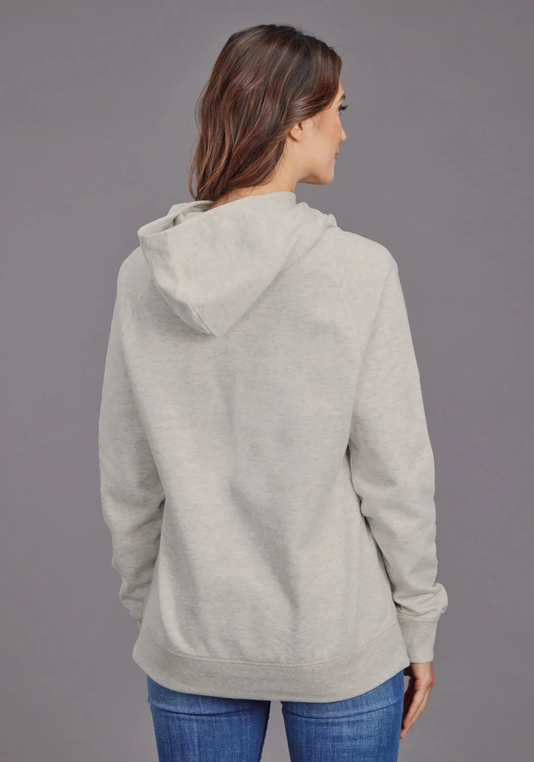 Stetson Womens Lady Bronc Rider Off White Cotton Blend Hoodie Vintage Inspired Weave