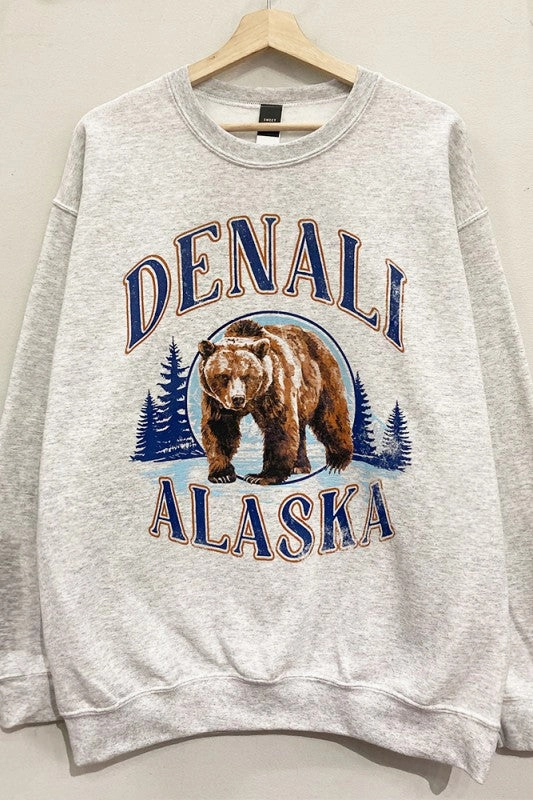 Alaska Bear Graphic Sweatshirt S-XL light layering