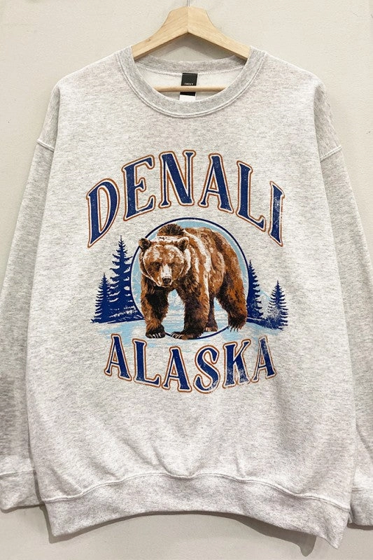 Alaska Bear Graphic Sweatshirt S-XL DoubleStitchedHem