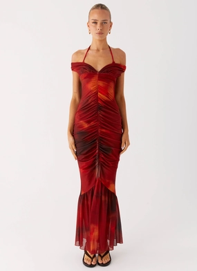 Premium Quality Love Me Not Maxi Dress - Scarlet Blur Love Me Not Maxi Dress - Scarlet Blur Relax Layers