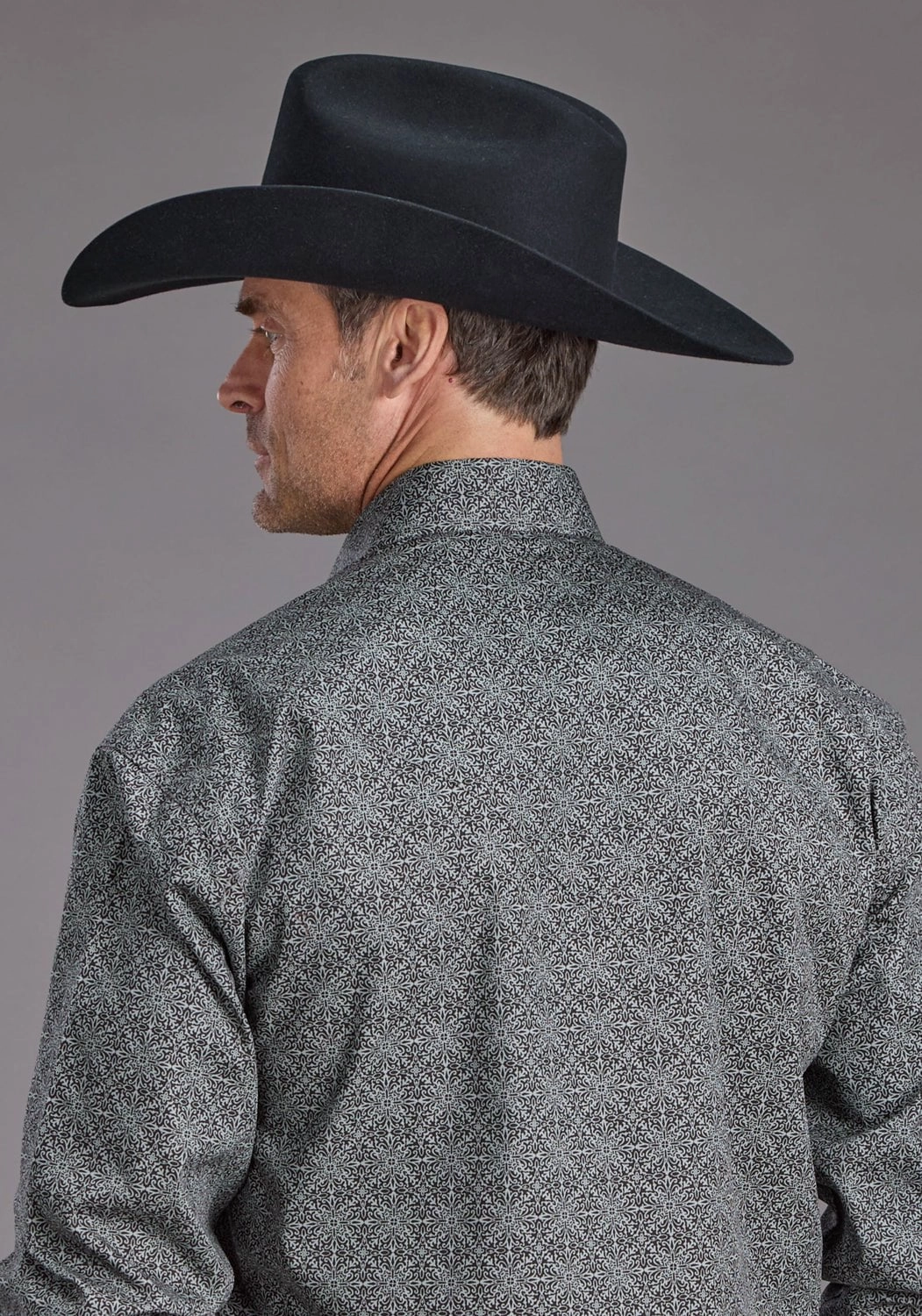 Resort Wear Customizable Option Stetson Mens 2237 Iron Filigree Grey 100% Cotton L/S Shirt