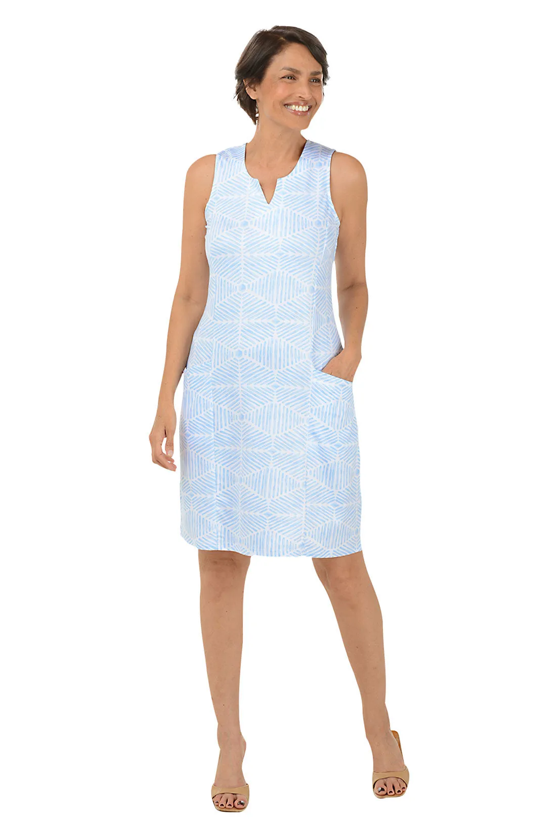 Soundwaves Double Pocket Sleeveless Dress Vibrant Style Modern Comfort