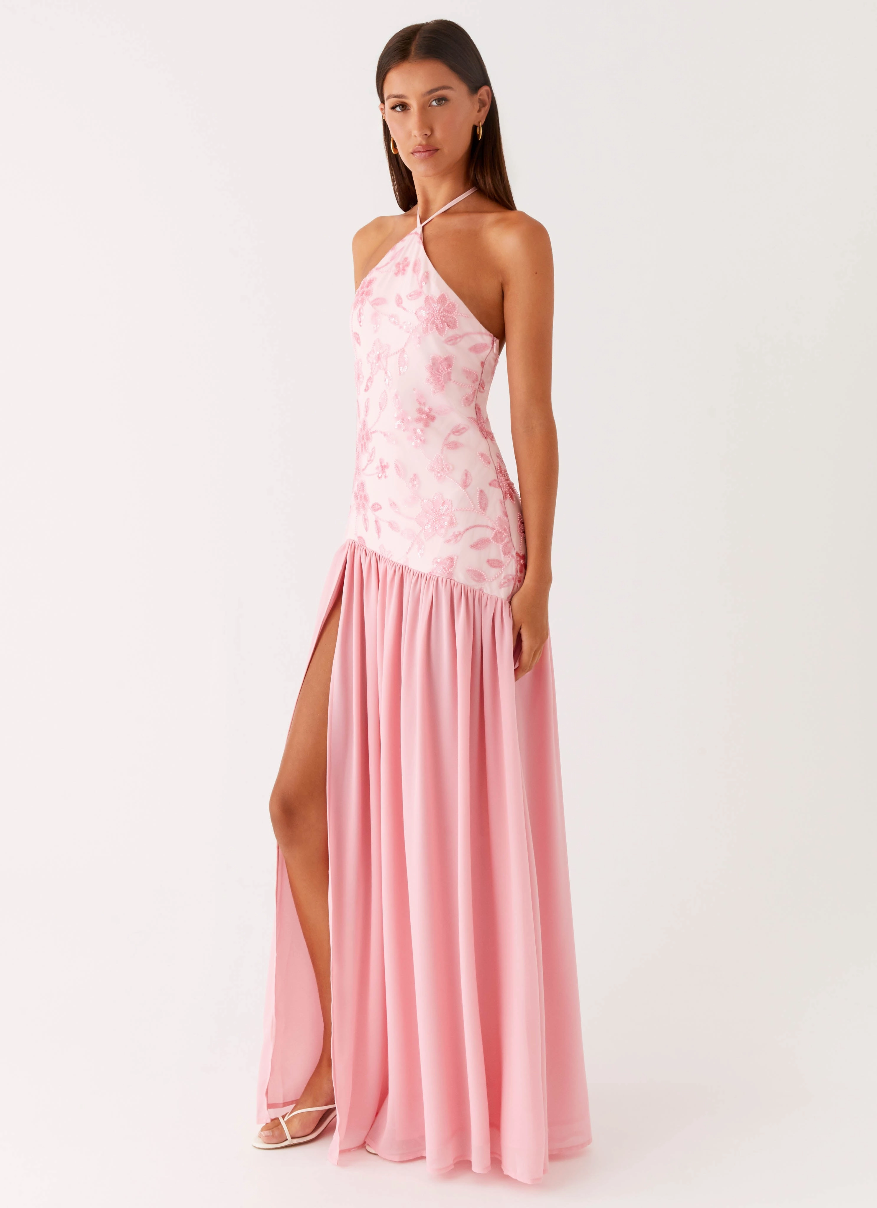 Layering Fit Janelle Beaded Maxi Dress - Pink