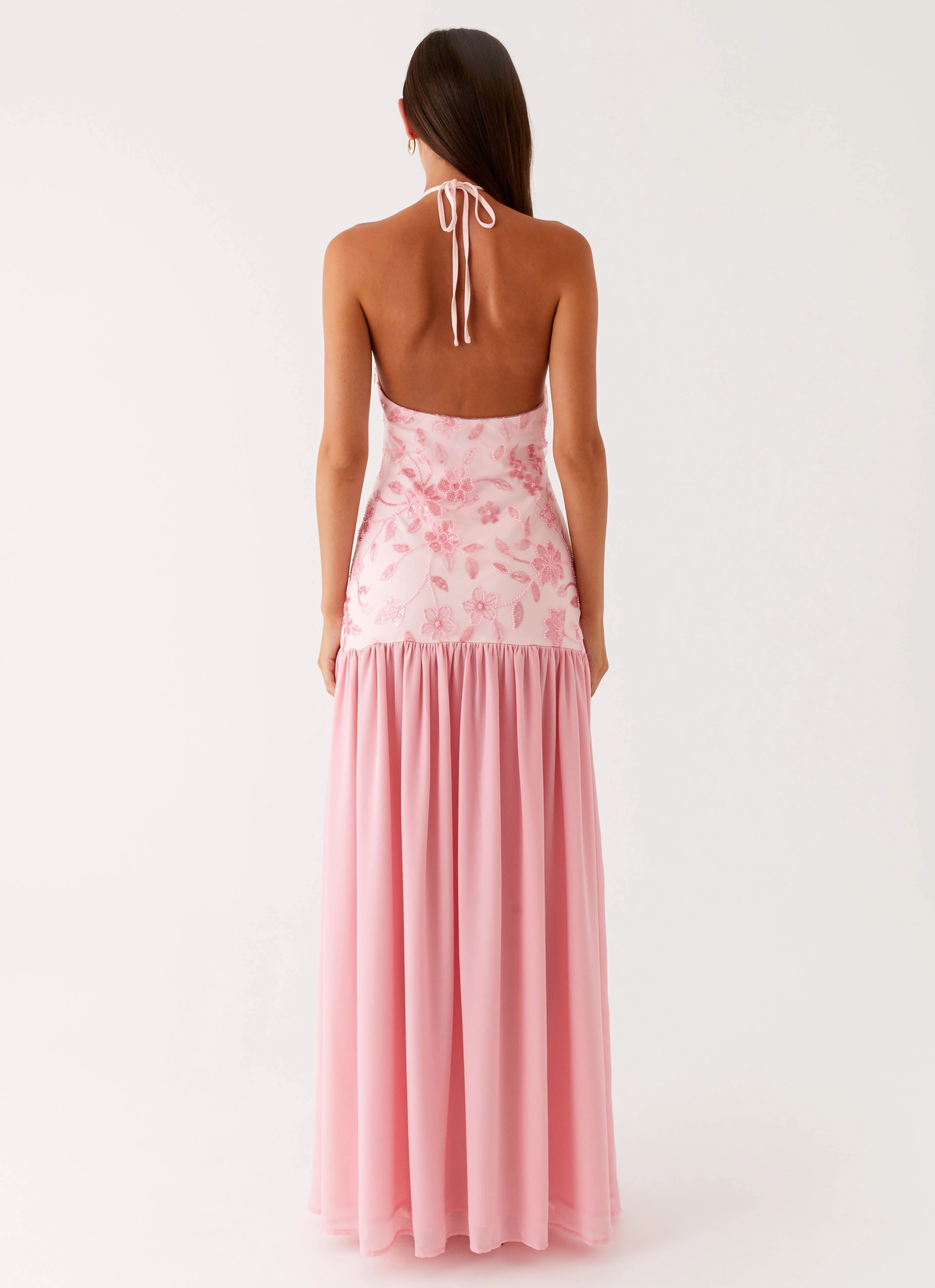 Smart Wear Coral Soft Janelle Beaded Maxi Dress - Pink