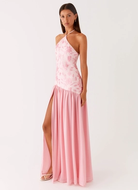 Pretty Goods Janelle Beaded Maxi Dress - Pink Layering Fit Janelle Beaded Maxi Dress - Pink