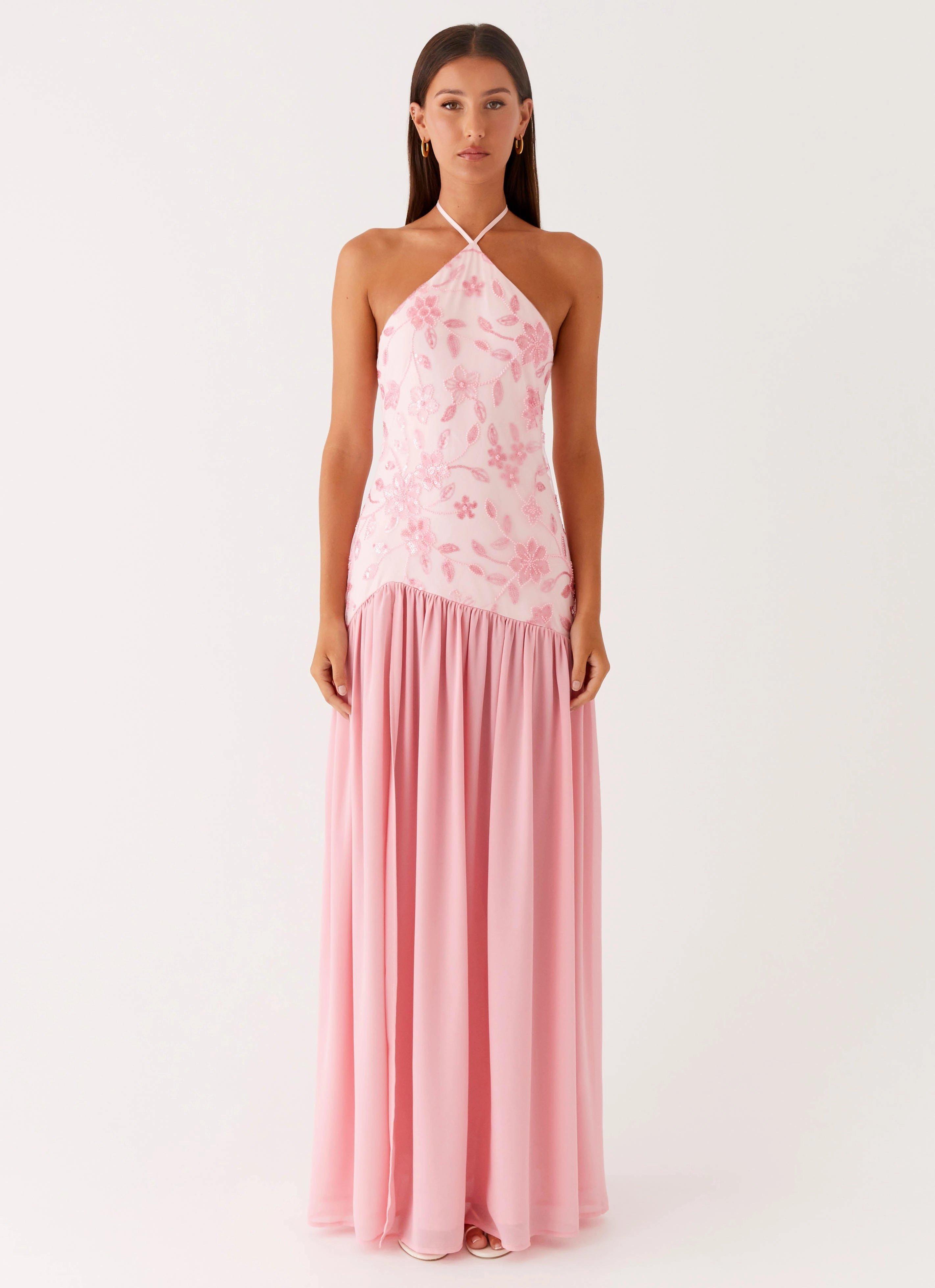 Summer Staple Casual Tones Janelle Beaded Maxi Dress - Pink