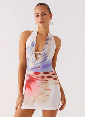 Pretty Goods No Time Mini Dress - White Sea Bloom No Time Mini Dress - White Sea Bloom Lunch Date Refined Finish