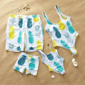 Printed summer pineapple parent-child one-piece swimsuit