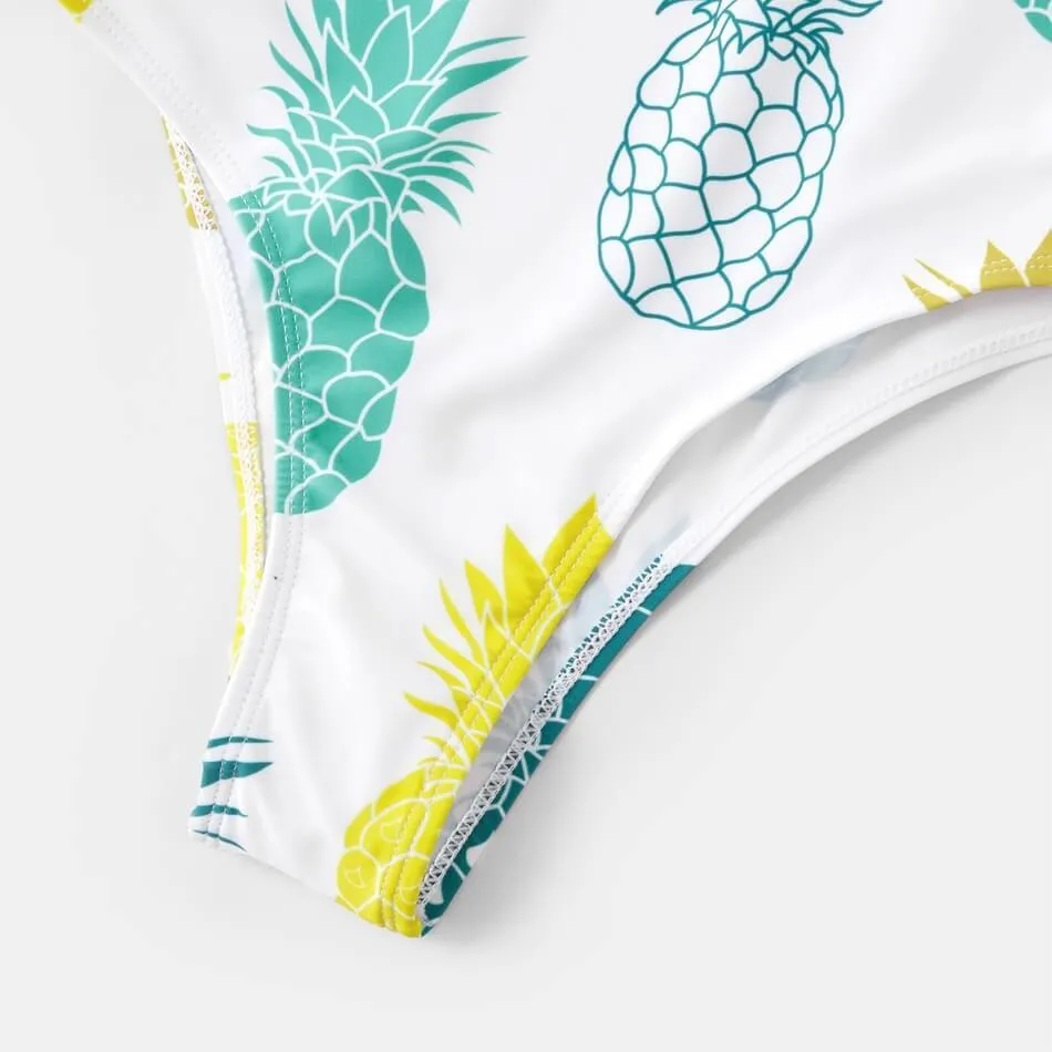 Printed summer pineapple parent-child one-piece swimsuit