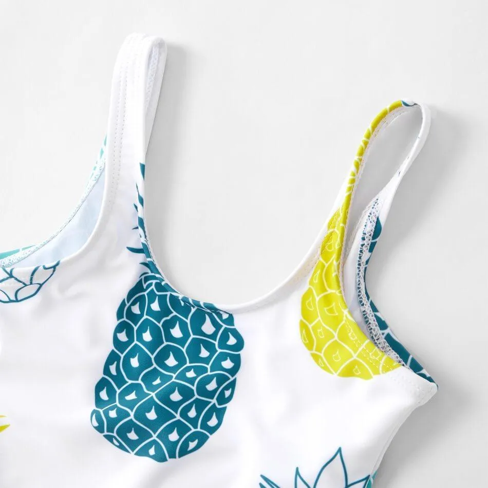 Printed summer pineapple parent-child one-piece swimsuit