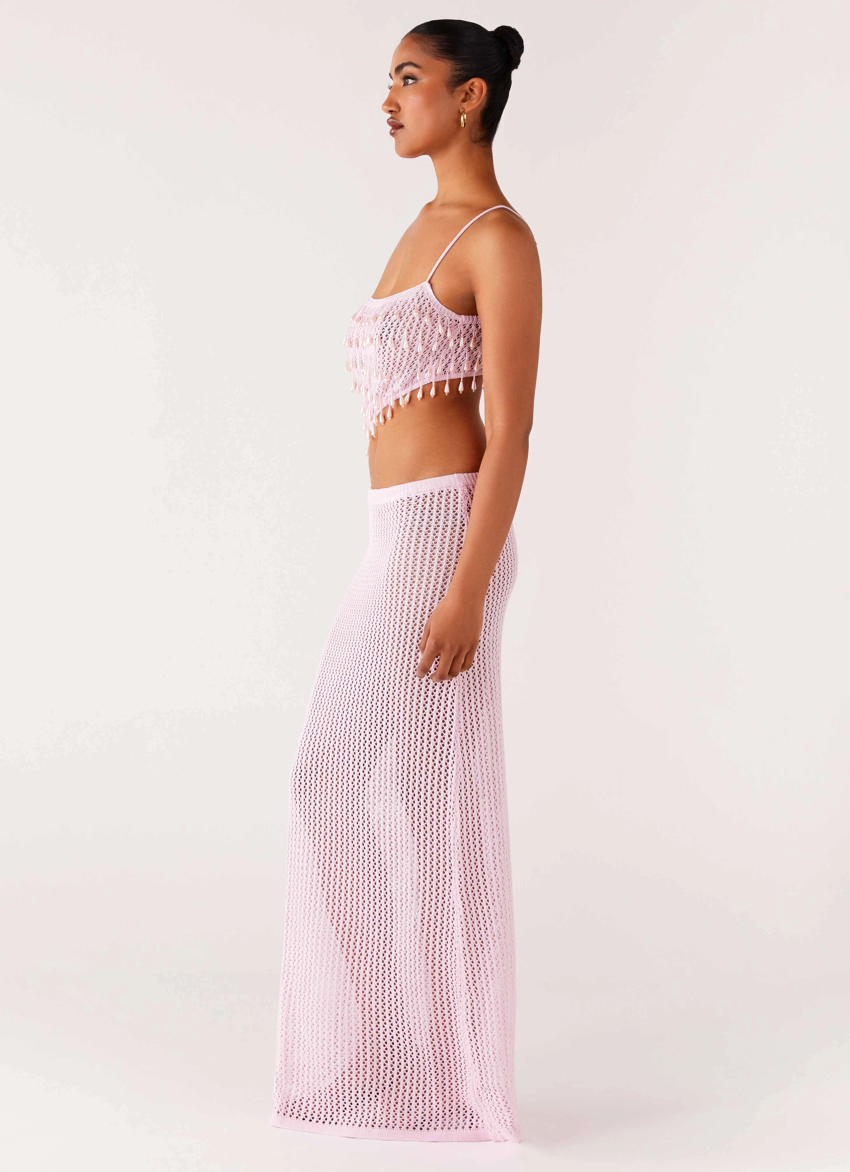 Soft Composition Shellbound Crochet Maxi Dress - Pink