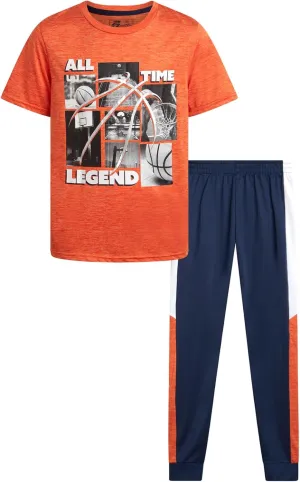 Pro Athlete Boys Activewear - 2 Piece Activewear Set with Shirt & Tricot Boys Joggers Set Lightweight Joggers (Size 8-16)