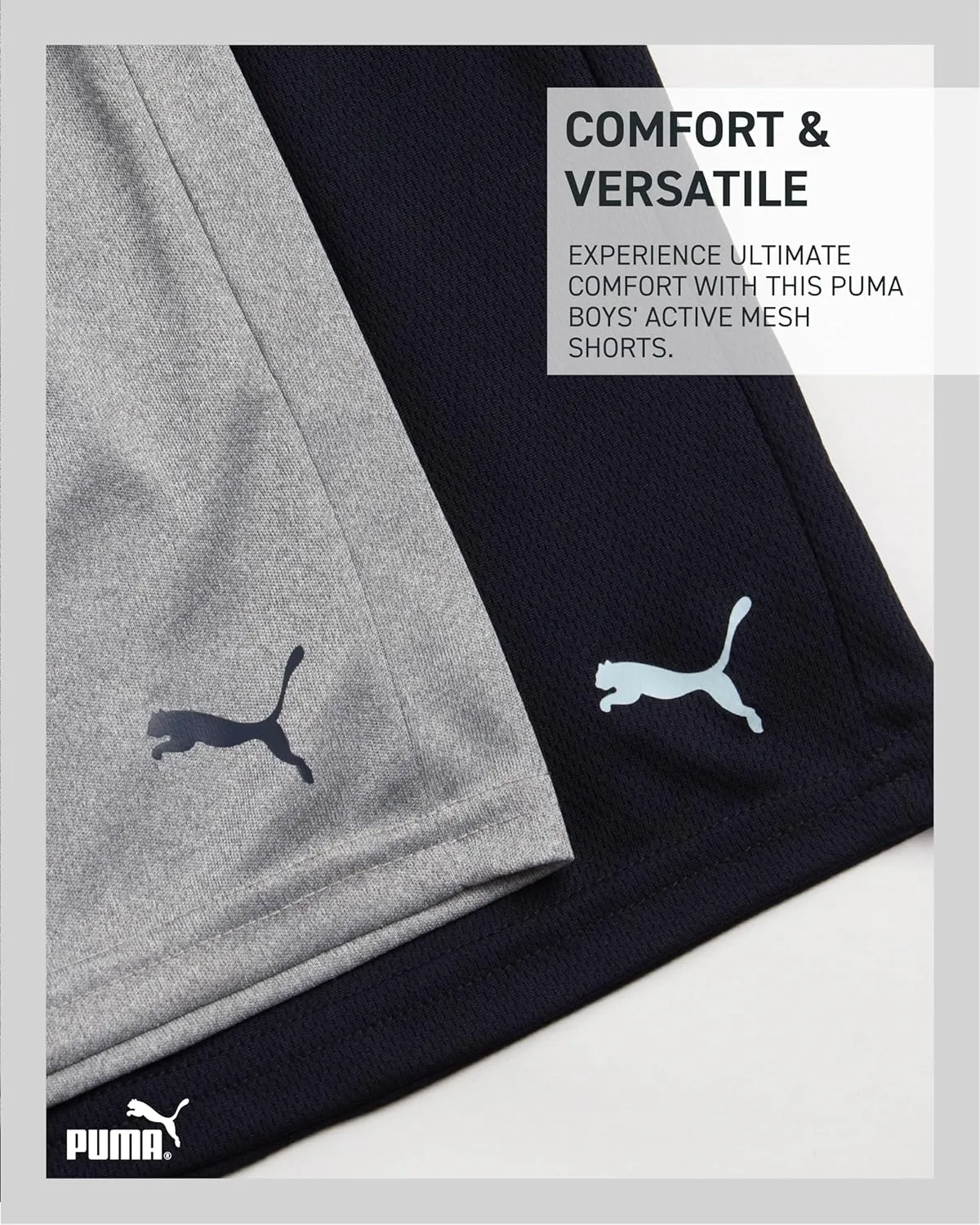 PUMA Boys Active Short Set - 3 Piece Short Sleeve Logo Graphic Tee and Poly Interlock Mesh Shorts for Boys (Sizes: 4-16)