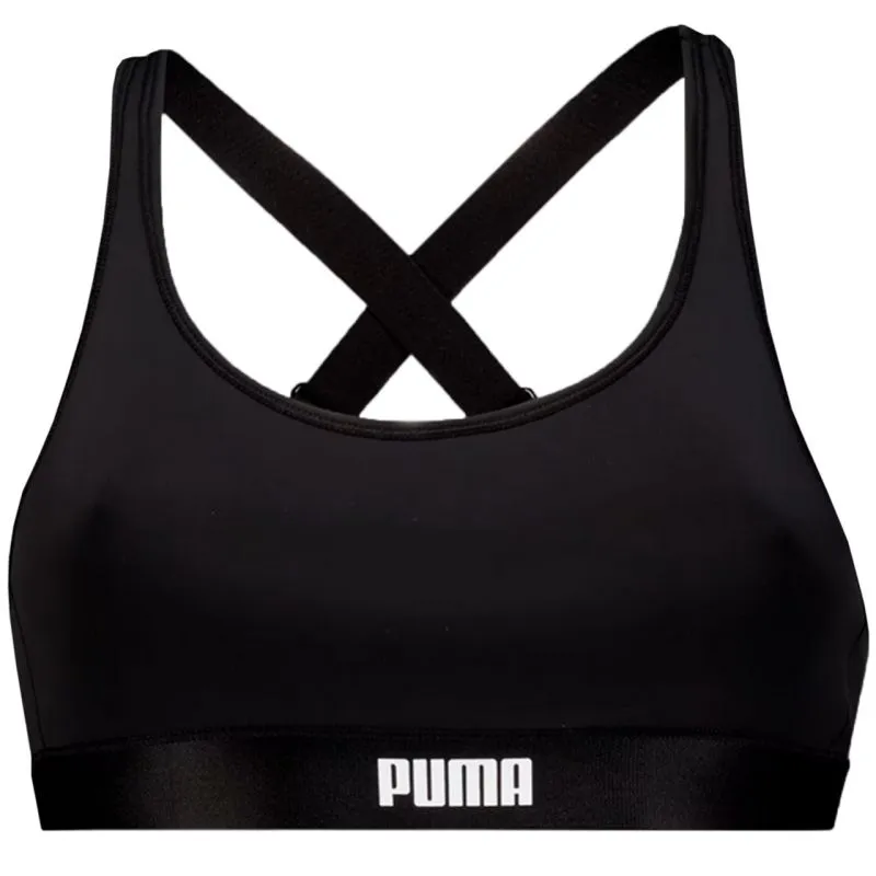 Puma Women's Performance Black Sports Bra with Molded Cups and Adjustable Straps