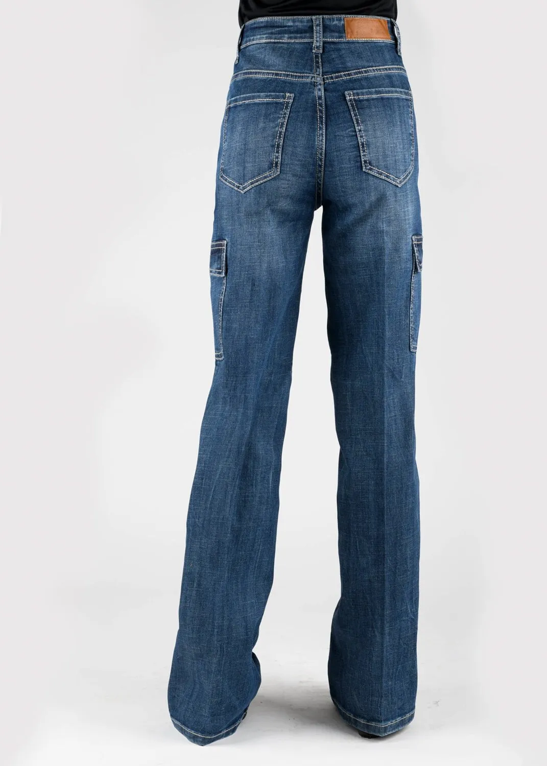 High Waist Weekend Warrior Smooth Tin Haul Womens Claire Cargo High Rise Blue Cotton Blend Jeans