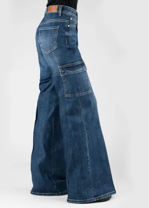 Pure Fit Tin Haul Womens Claire Cargo High Rise Blue Cotton Blend Jeans Cozy Vibe Leisure Wear Tin Haul Womens Claire Cargo High Rise Blue Cotton Blend Jeans