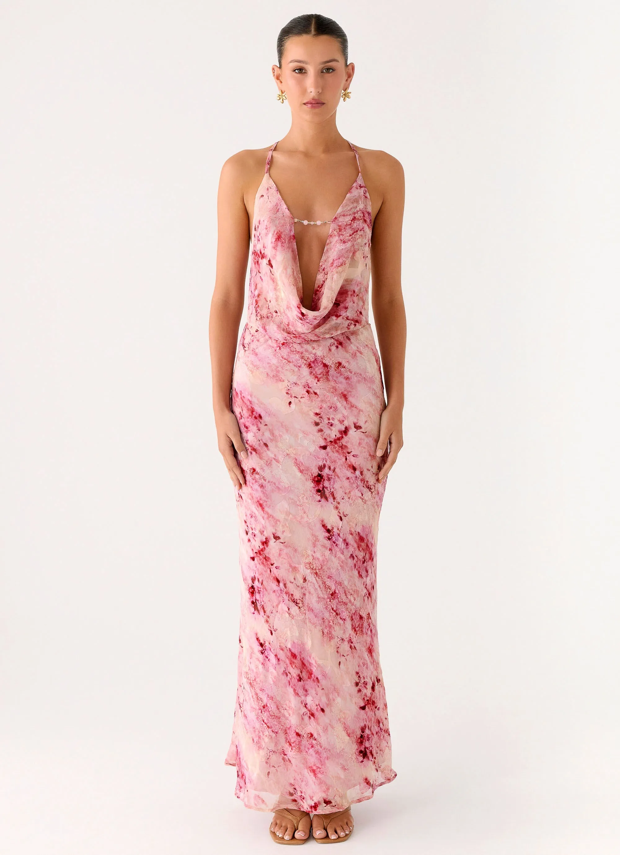 Easy Pairing Everyday Comfort Pure Heart Cowl Maxi Dress - Pink