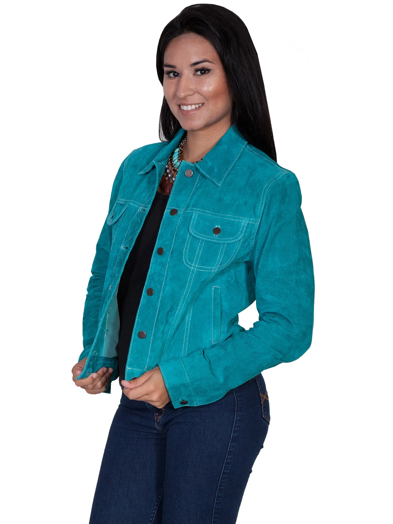 Smooth Texture Winter Warmth Outdoor Adventure Scully Womens Turquoise Boar Suede Jacket