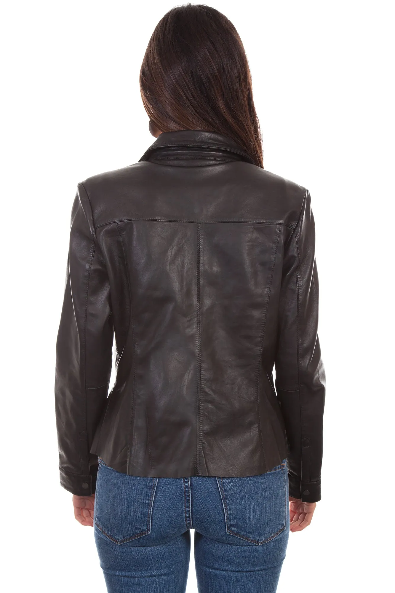 Scully Womens Black Lamb Leather Snap Jacket Gym Ready Evening Stroll