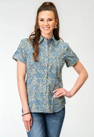 Quality Material Roper Womens Delft Paisley Blue 100% Cotton S/S Shirt Roper Womens Delft Paisley Blue 100% Cotton S/S Shirt Everyday Look