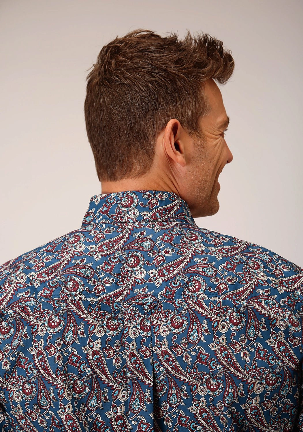 Roper Mens Independence Foulard Blue 100% Cotton L/S Shirt Corporate Wear