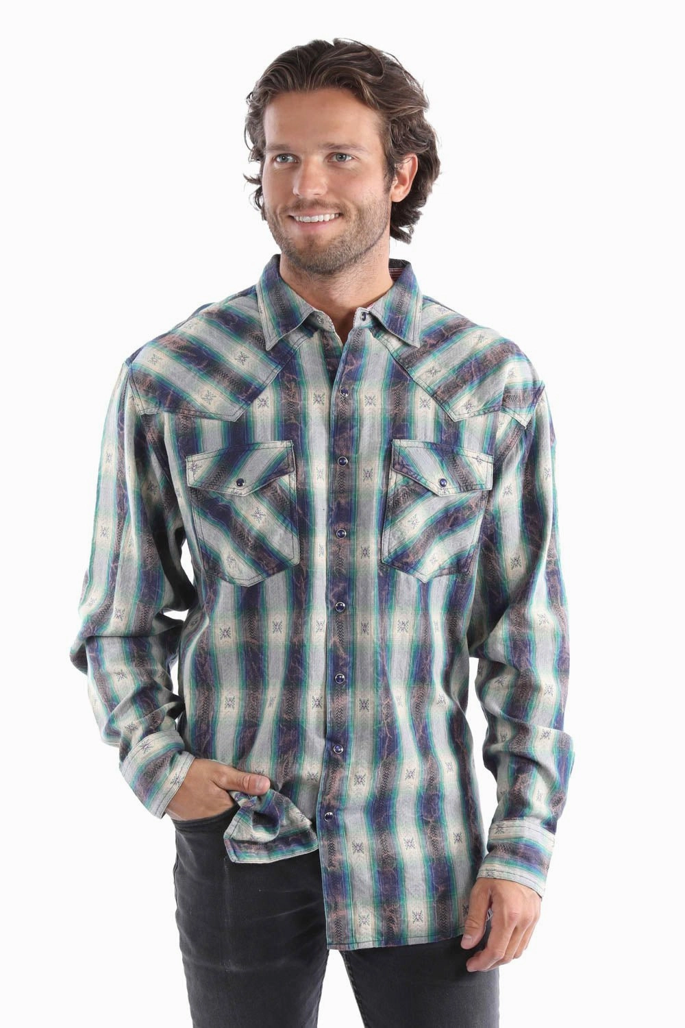 Scully Mens Dobby Marble Washed Purple/Cream 100% Cotton L/S Shirt Versatile Design Luxurious Feel