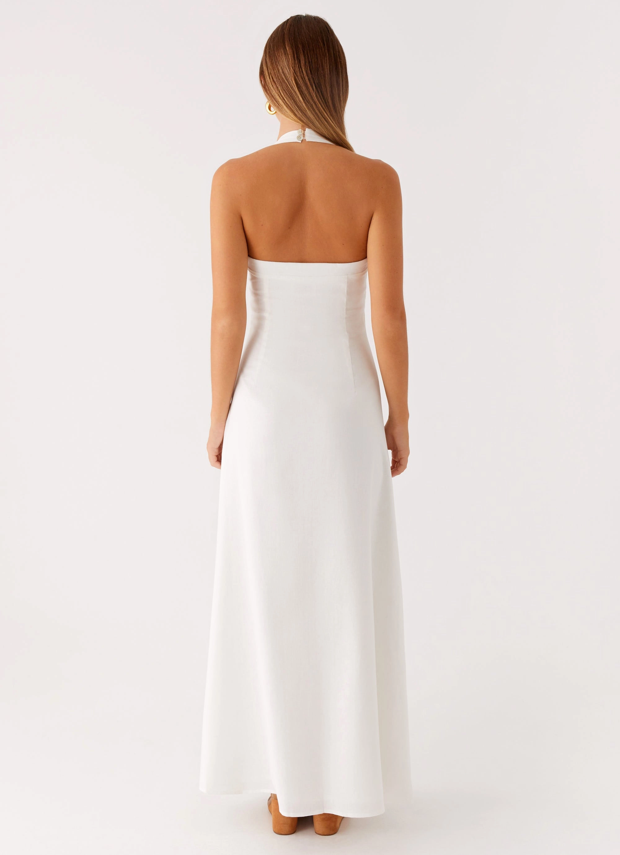 Modern Waist Gentle Aesthetic Jovanni Maxi Dress - White