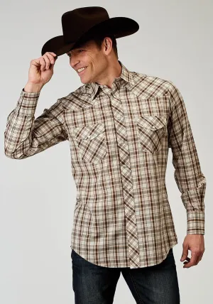 Quick Adjust Cuffs Roper Mens 1968 Desert Plaid Brown Cotton Blend L/S Shirt Roper Mens 1968 Desert Plaid Brown Cotton Blend L/S Shirt Reinforced Elasticity Comfy Layer