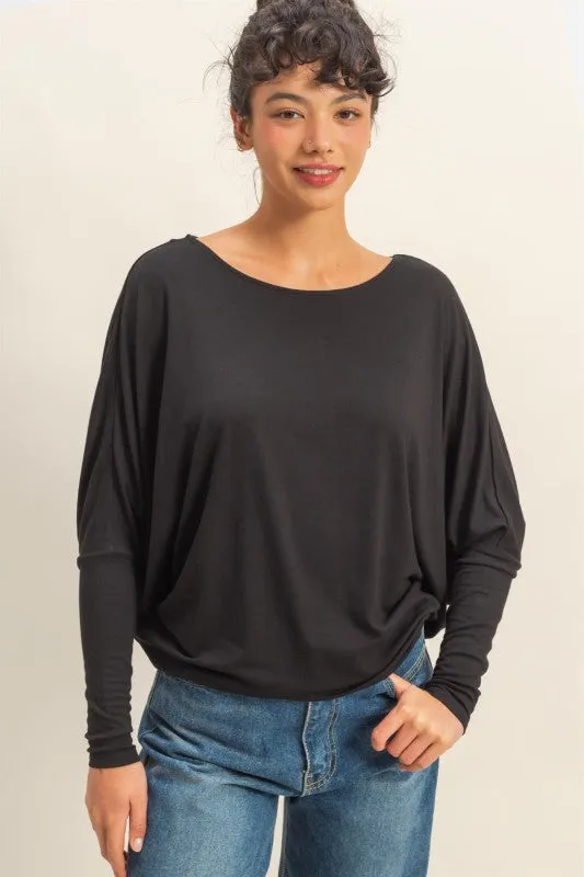 Anna Dolman Long Sleeve Top Light Stretch Classic Smart
