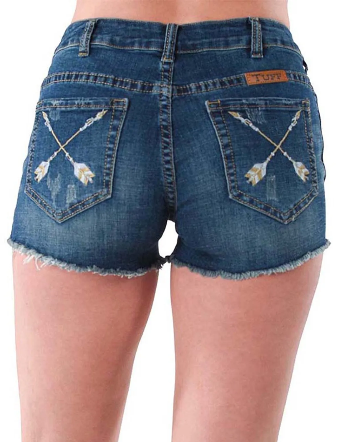 Cowgirl Tuff Womens Tuff Life Medium Wash Cotton Blend Casual Shorts Holiday Wear Fitted Design