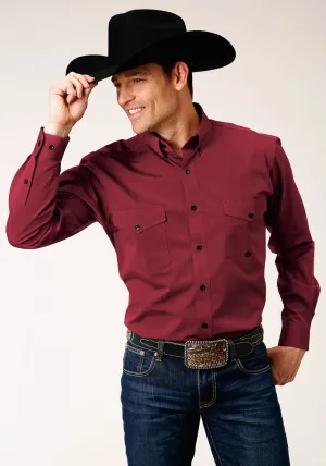Quick-Dry Roper Mens Black Fill Red 100% Cotton L/S Shirt Versatile Look Unstructured Shoulder Roper Mens Black Fill Red 100% Cotton L/S Shirt