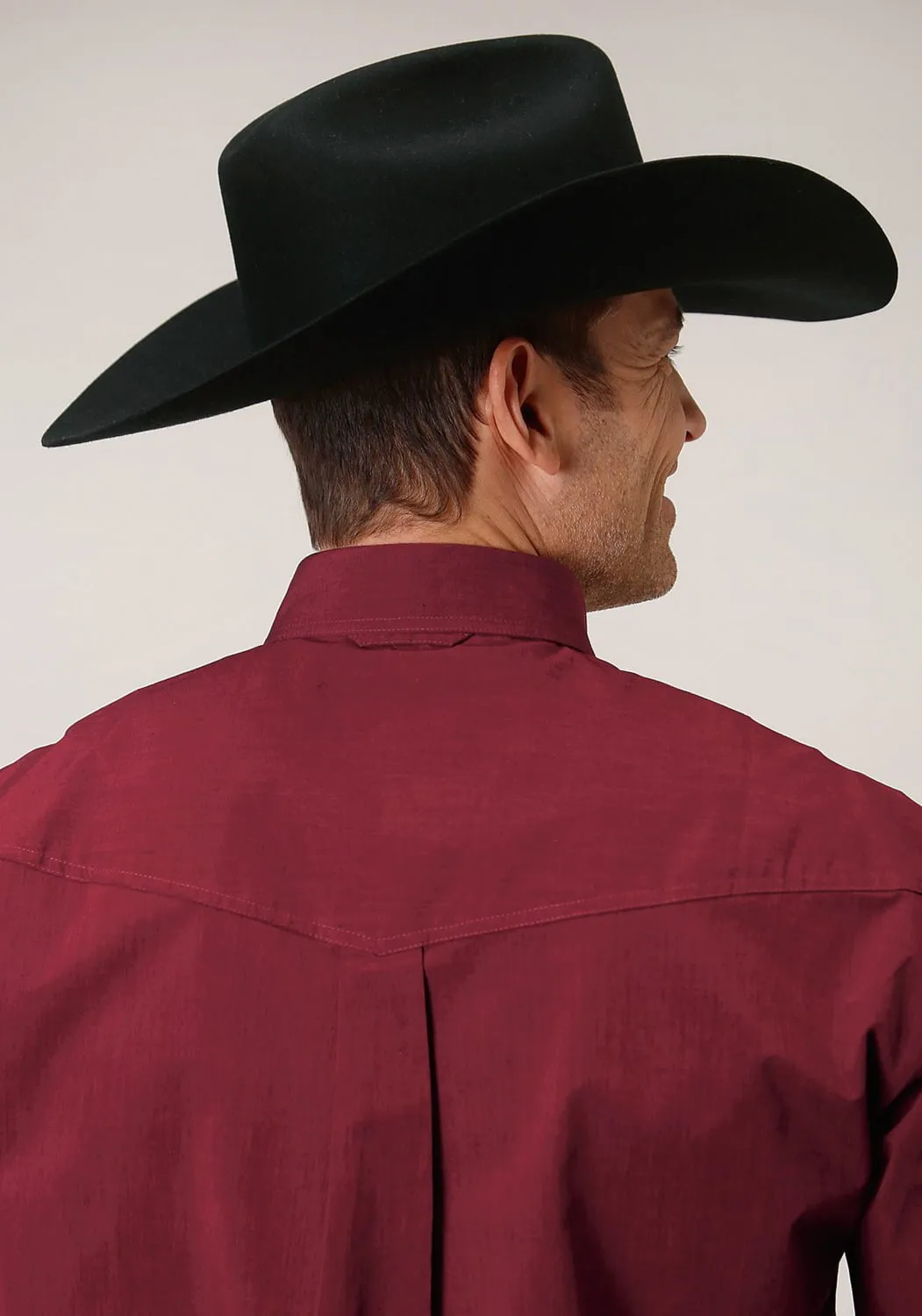 Roper Mens Black Fill Red 100% Cotton L/S Shirt Go-To Look Tagless label
