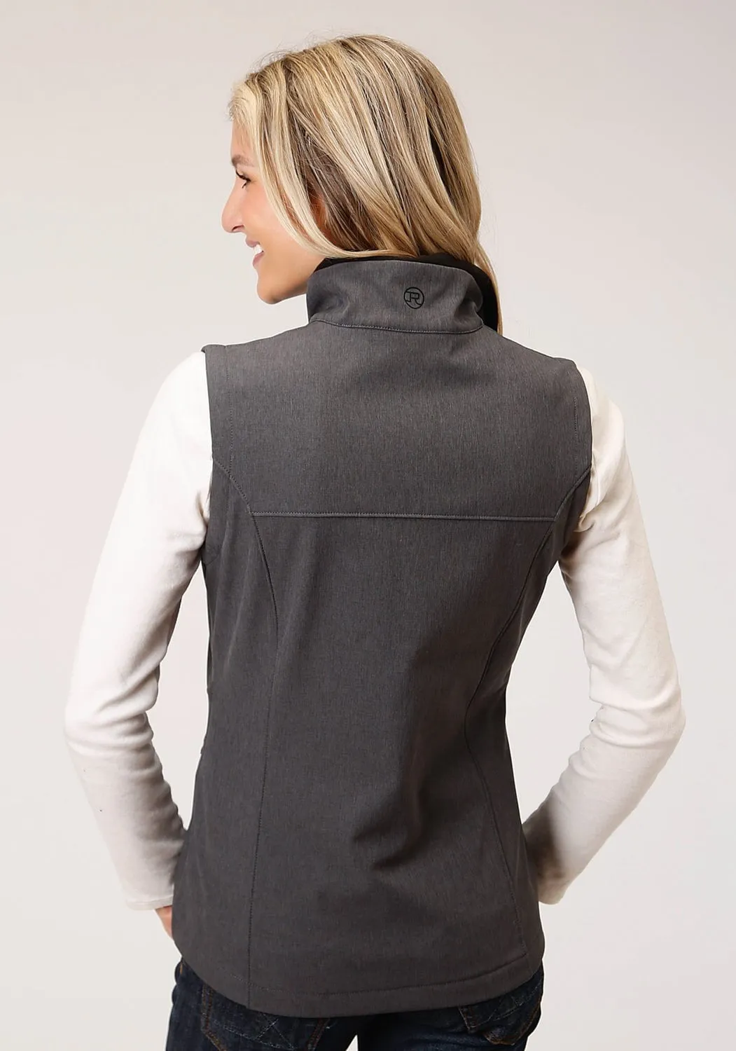 Roper Womens Heather Grey Polyester Softshell Fleece Vest Urban Explorer Picnic Style