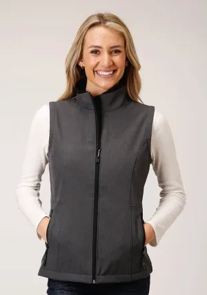 quick dry Roper Womens Heather Grey Polyester Softshell Fleece Vest Roper Womens Heather Grey Polyester Softshell Fleece Vest Comfy Wear Casual Elegance