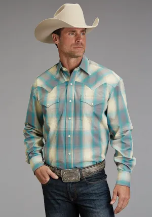 Quick Dry Textile Stetson Mens 1927 Smoke Plaid Turquoise 100% Cotton L/S Shirt Urban Fashion Stetson Mens 1927 Smoke Plaid Turquoise 100% Cotton L/S Shirt