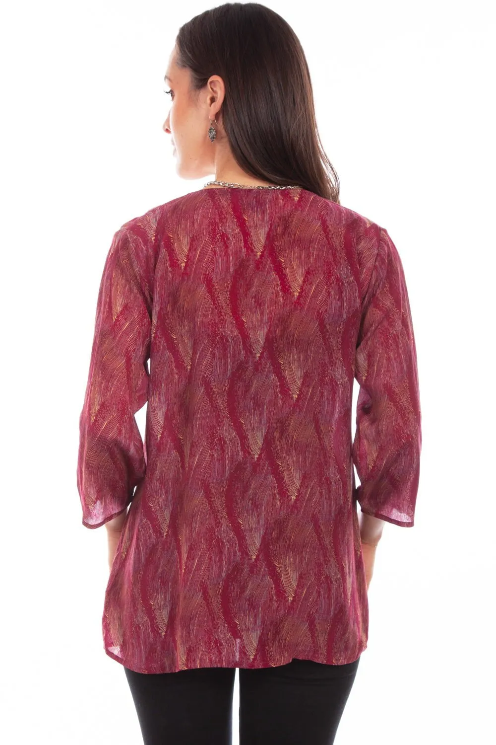 Scully Womens Fuschia Rayon Pullover Drape S/S Blouse Smooth Stitch Pattern Affordable Fashion