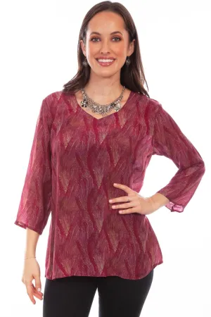 Quick Release Buttons Scully Womens Fuschia Rayon Pullover Drape S/S Blouse Scully Womens Fuschia Rayon Pullover Drape S/S Blouse Floral Motif Tailored Cuffs