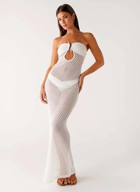 Quick Comfort Showcase Crochet Maxi Dress - Ivory Showcase Crochet Maxi Dress - Ivory Comfortable fit for outings Modern and Stylish