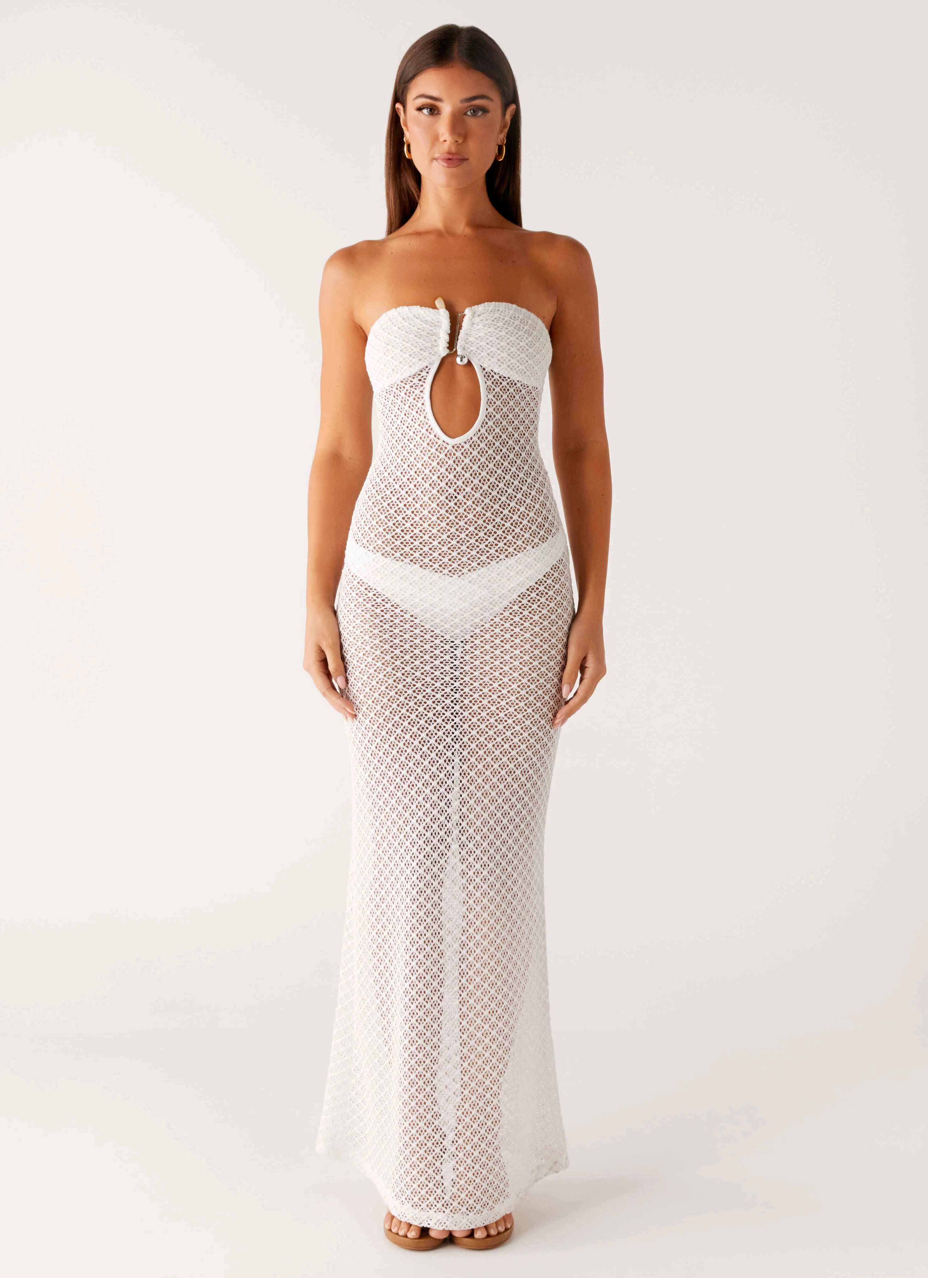 Showcase Crochet Maxi Dress - Ivory Comfort and Elegance