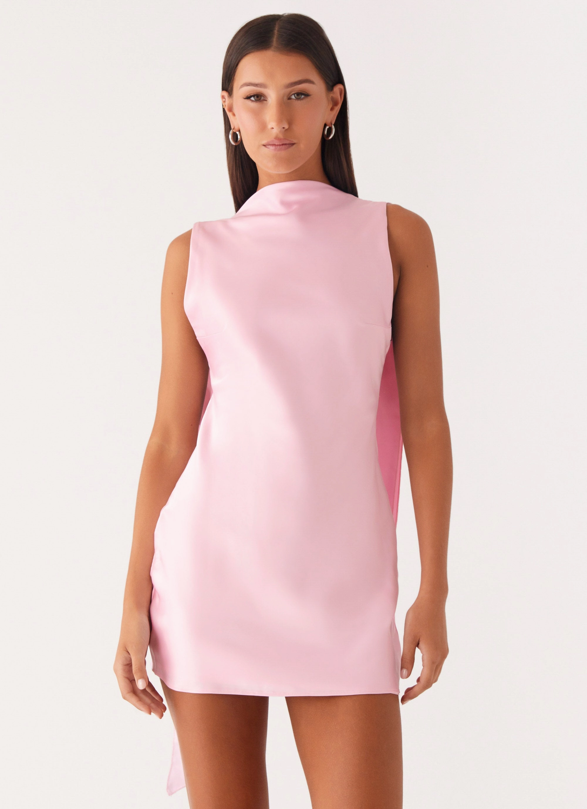 Cerina High Neck Mini Dress - Pink Bold Simplicity