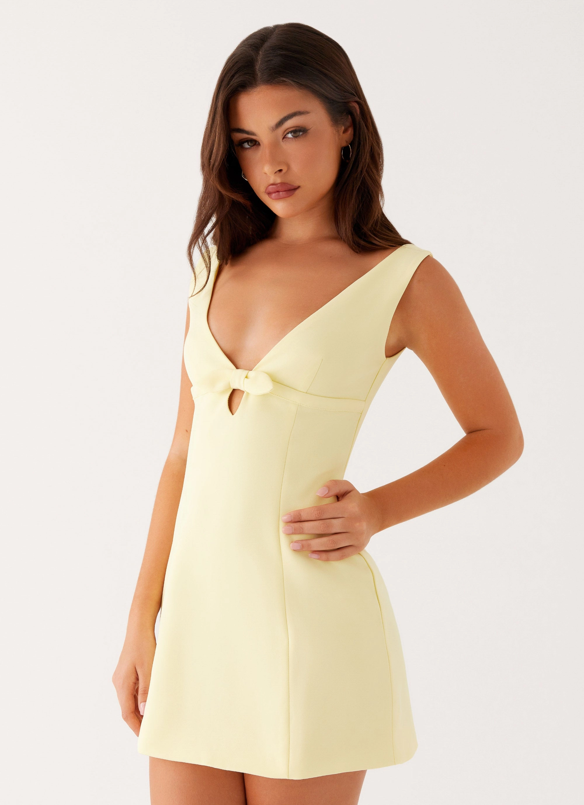 Linen Soft spring outfit Caitlin Mini Dress - Yellow